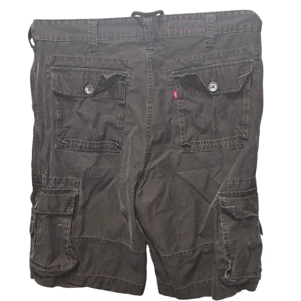 Levis Mens Cargo Shorts Brown 100% Cotton W38 Camo Lined Waistband Workwear